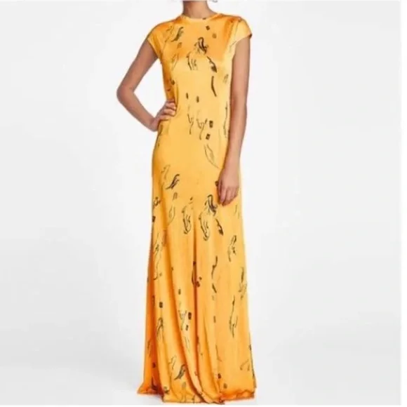 chinese dress ladies ZARA. Yellow dress with linen T.xs  Hibuy market